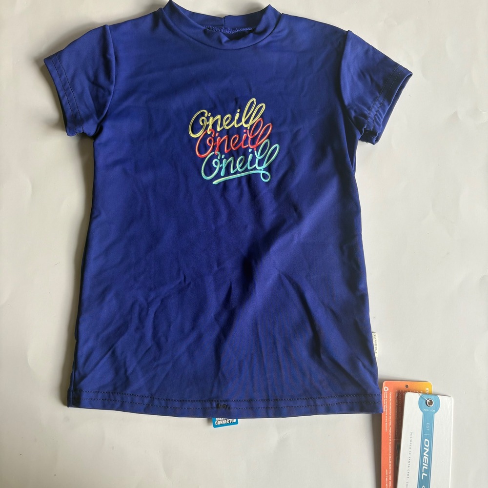 ONeill Girls Skins Short Sleeve Rash Tee Cobalt Blue UPF 50+ Swim Shirt Size 4